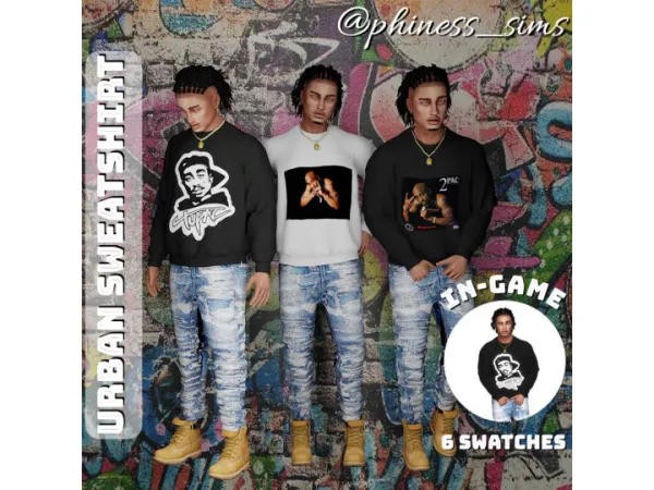 Alpha [PHINESS] Urban Sweatshirt - The Sims 4 Custom Content