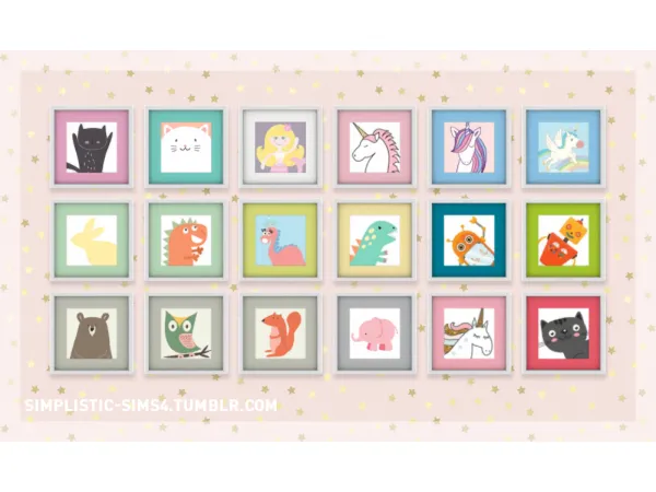Maxis Match Cutie Pie Kids Room Set Paintings - The Sims 4 Custom Content