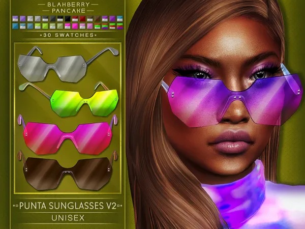 Alpha Punta Sunglasses V2 (unisex) Blahberry Pancake - The Sims 4 Custom Content