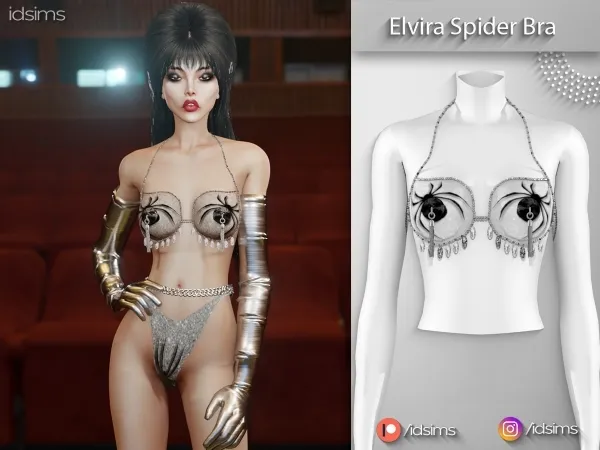 Alpha Elvira Chain Bra - The Sims 4 Custom Content