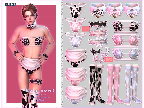 Alpha SUGAR Holy Cow Lingerie Set by Kleos Sims - The Sims 4 Custom Content