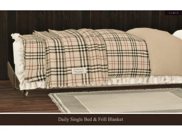 Mix Daily Bed Frill Blanket by yumiaplace - The Sims 4 Custom Content