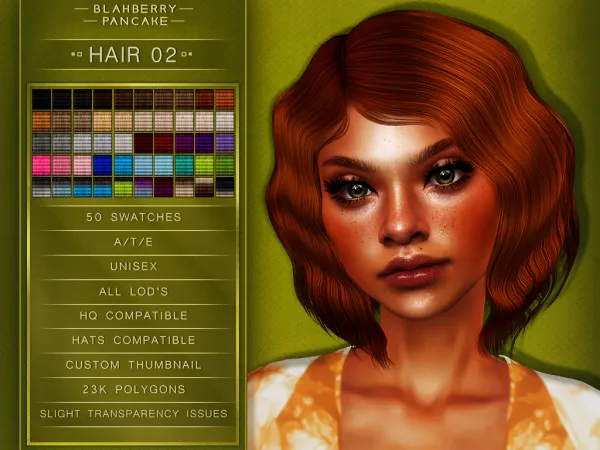 Alpha Hair 02 UNISEX Blahberry Pancake by blahberry-pancake - The Sims 4 Custom Content