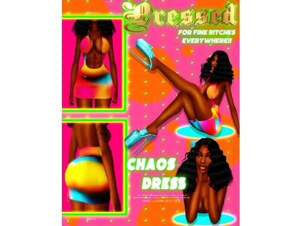 Alpha CHAOS DRESS by PRESSED by Whoopssim - The Sims 4 Custom Content