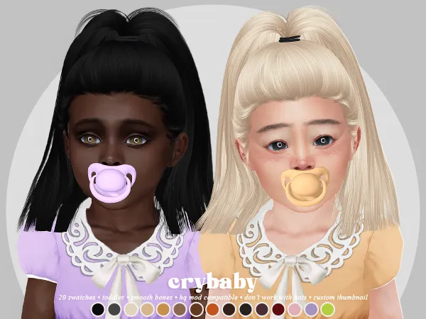 Alpha crybaby liittle moo moo hair (newsea) toddler f - The Sims 4 Custom Content