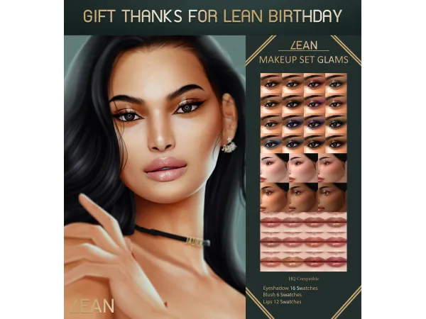 Mix LEAN MAKEUP SET GLAMS (GIFT THANKS FOR LEAN BIRTHDAY) by LEANSIMS - The Sims 4 Custom Content