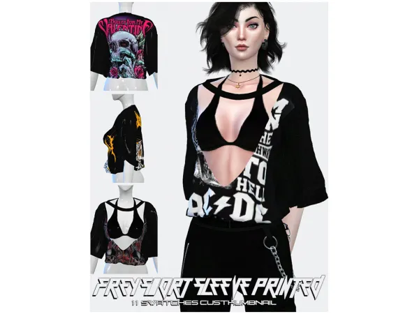 Alpha Frey Short Sleeve Graphic Print - The Sims 4 Custom Content