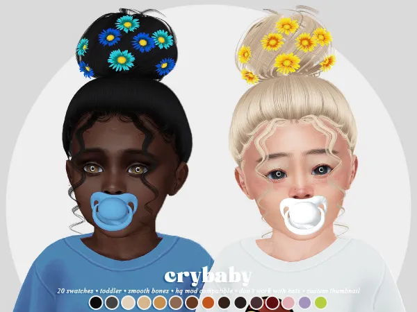 Alpha crybaby lola hair flowers acc (leahlillith) toddler f - The Sims 4 Custom Content