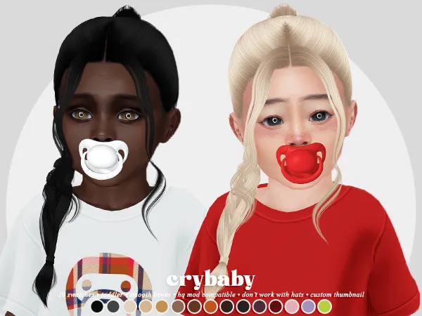 Alpha crybaby farah hair (leahlillith) toddler f - The Sims 4 Custom Content