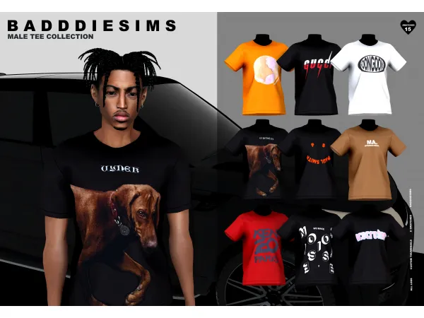 Alpha MALE TEE COLLECTION by BADDDIESIMS - The Sims 4 Custom Content