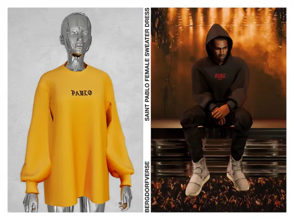 Alpha Saint Pablo Female Sweater Dress by bergdorfsims - The Sims 4 Custom Content