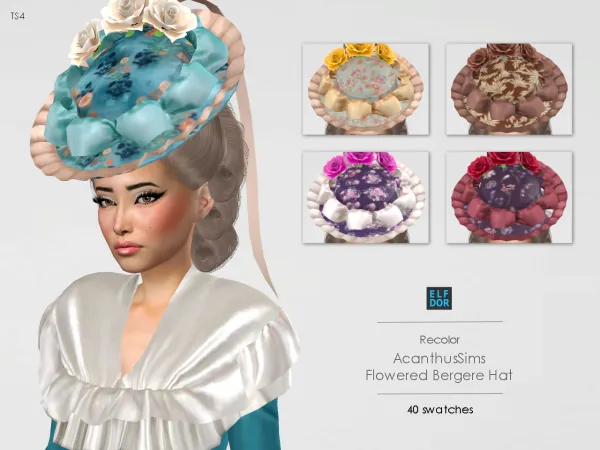 Alpha AcanthusSims Flowered Bergere Hat RC - The Sims 4 Custom Content