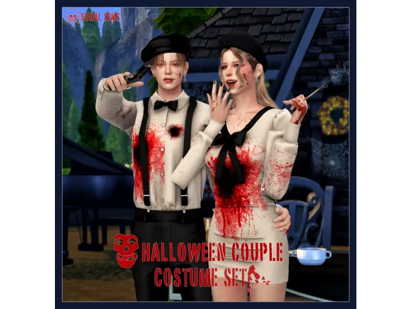 Alpha [sudal] Halloween Couple Costume Set sims by sudal - The Sims 4 Custom Content