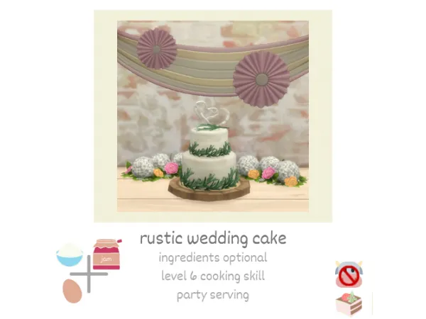 Maxis Match rustic wedding cake by Littlbowbub - The Sims 4 Custom Content