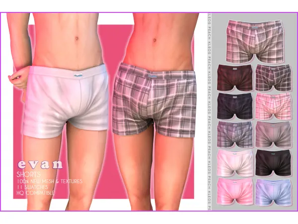 Mix PEACH Evan Shorts by Kleos Sims - The Sims 4 Custom Content