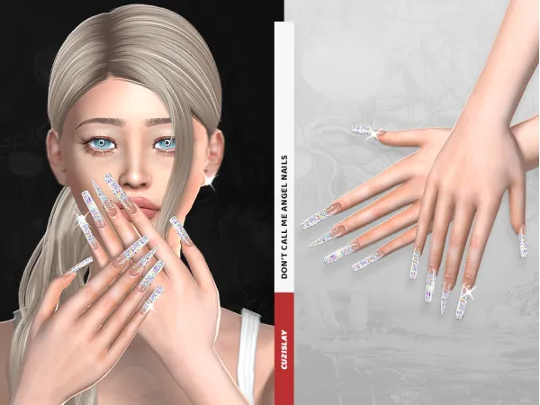 Alpha Don't Call Me Angel Nails - The Sims 4 Custom Content