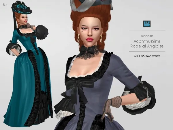 Alpha AcanthusSims Robe a la Anglaise RC - The Sims 4 Custom Content