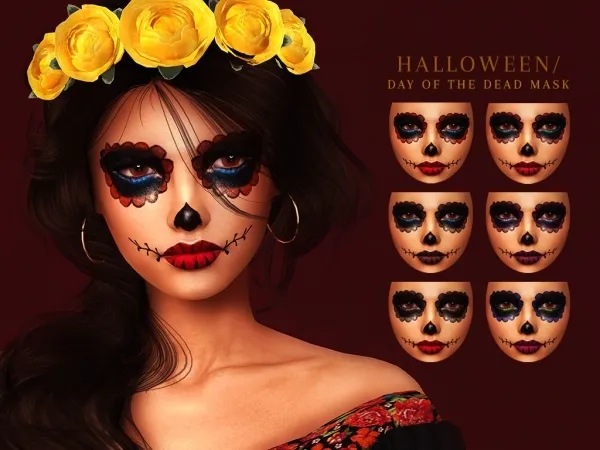 Mix Day Of The Dead Halloween Mask - The Sims 4 Custom Content