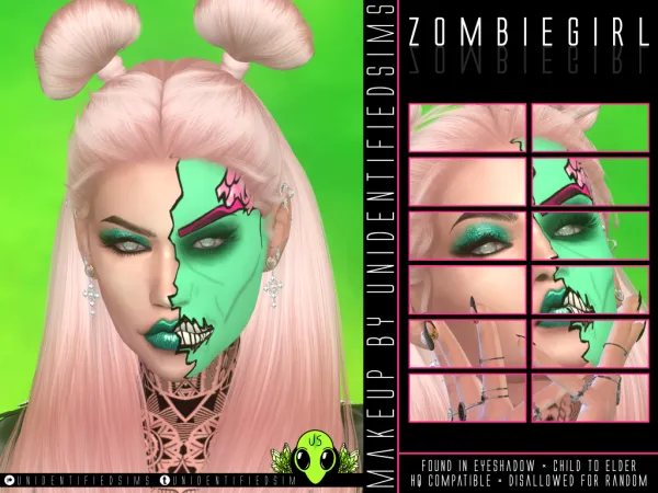 Alpha Zombie Girl Makeup - The Sims 4 Custom Content
