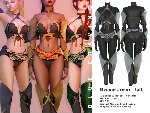 Alpha Elvenor Armor full outfit by Blue Craving - The Sims 4 Custom Content