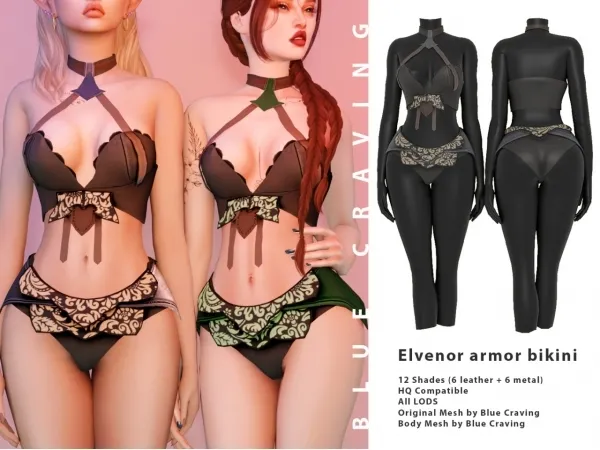 Alpha Elvenor armor bikini by Blue Craving - The Sims 4 Custom Content