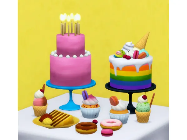 Maxis Match Kakkumaakari Cake Decoration Set - The Sims 4 Custom Content