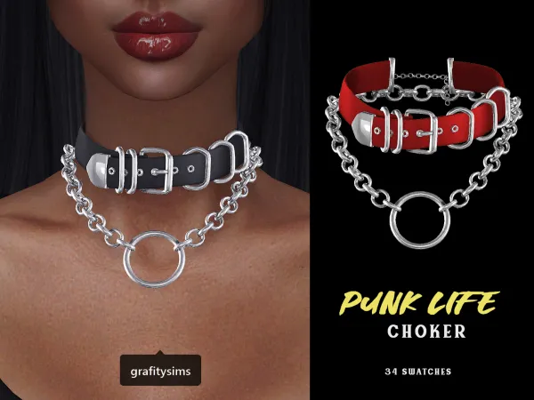 Alpha Punk Life Choker - The Sims 4 Custom Content