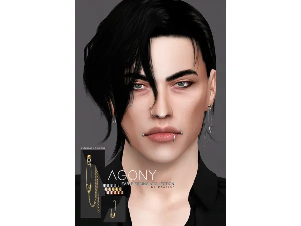 Alpha AGONY Ear Piercing Collection by Pralinesims - The Sims 4 Custom Content
