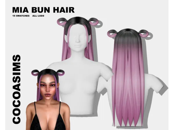 Maxis Match MIA BUN HAIR 4 by COCOASIMS - The Sims 4 Custom Content