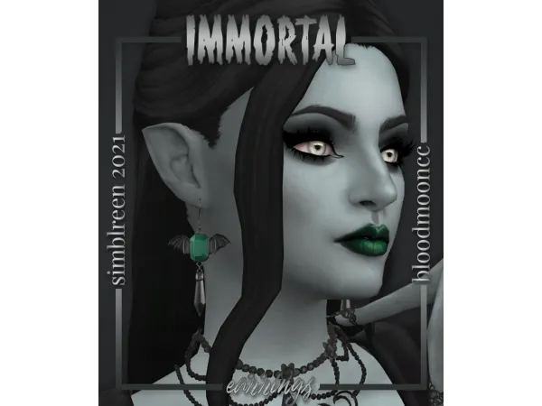 Alpha Immortal Earrings SIMBLREEN 2021 by bloodmooncc - The Sims 4 Custom Content