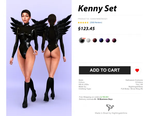 Alpha Kenny Halloween Costume Set (Bodysuit Wings) by Nightingale Sims - The Sims 4 Custom Content