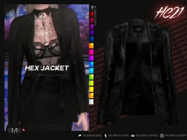 Alpha Hex Leather Jacket [HC21] - The Sims 4 Custom Content
