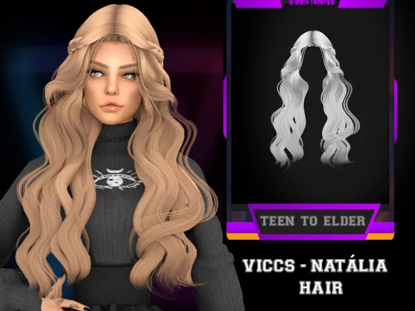 Alpha viccs_natalia hair (teen to elder) - The Sims 4 Custom Content