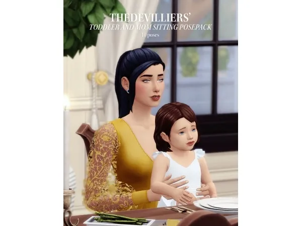 Mix THEDEVILLIERS toddler and mom sitting posepack by the devilliers - The Sims 4 Custom Content