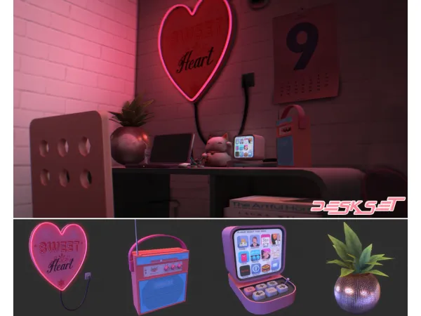 Mix Desk Set by mechtasims - The Sims 4 Custom Content