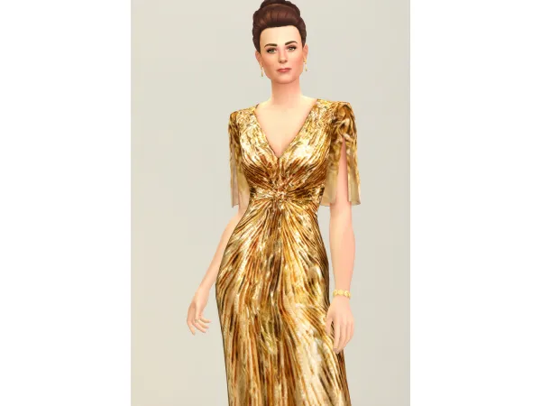 Maxis Match Dazzling Gold Gown (2 Type 6 Color) by Rusty's - The Sims 4 Custom Content