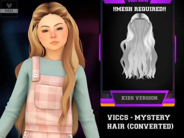 Alpha VICCS_NIGHTCRAWLER MYSTERY HAIR FOR KIDS - The Sims 4 Custom Content