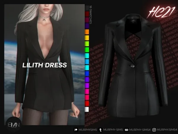 Alpha Lilith Leather Blazer Dress [HC21] - The Sims 4 Custom Content