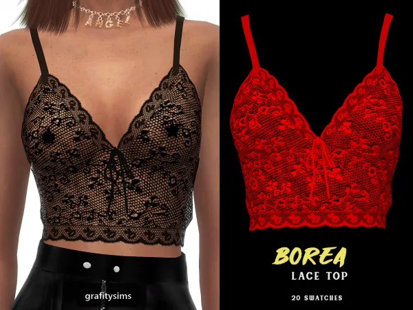 Alpha Borea Lace Top - The Sims 4 Custom Content