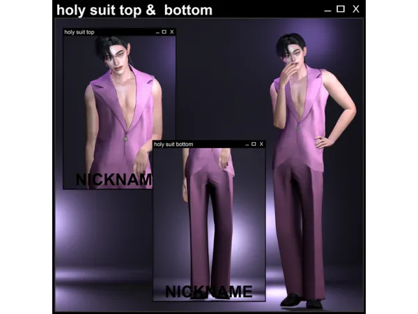 Alpha holy suit top bottom by [NICKNAME] - The Sims 4 Custom Content