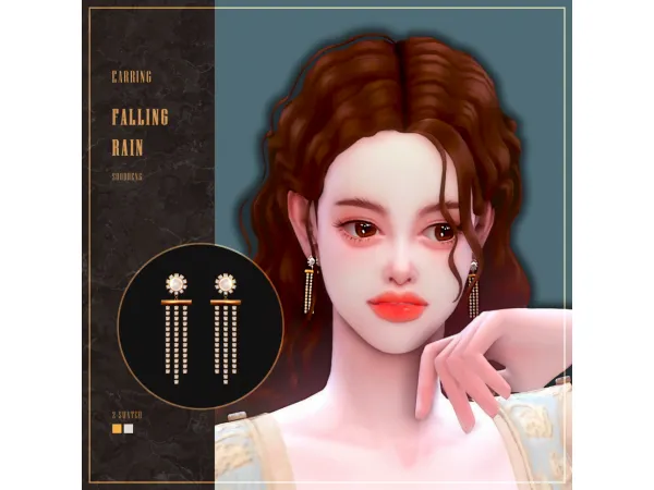 Mix [SOODDENG] Falling Rain Earring - The Sims 4 Custom Content