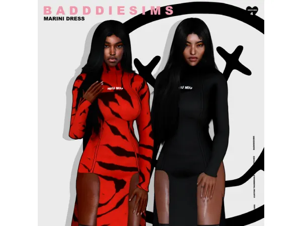 Alpha MARINI DRESS by BADDDIESIMS - The Sims 4 Custom Content