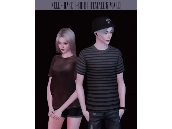 Maxis Match Base T Shirt (Female Male) by NELL - The Sims 4 Custom Content