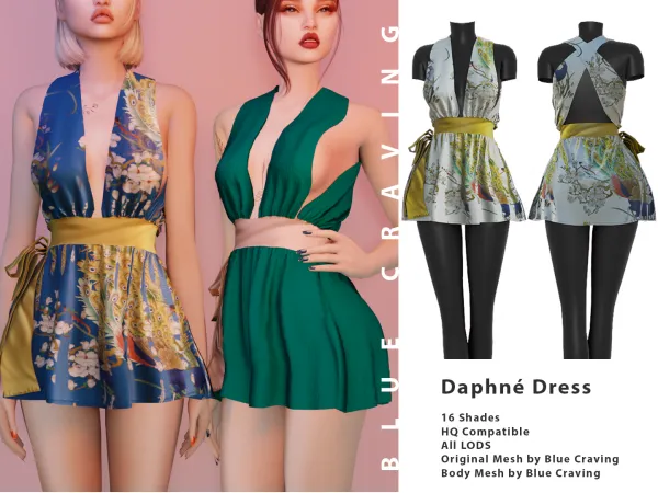Alpha Blue Craving Daphné dress by bluecraving - The Sims 4 custom content