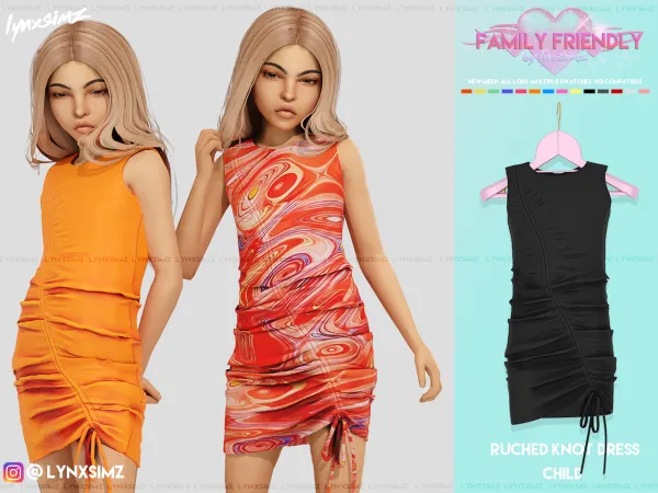 Alpha LYNXSIMZfamily Ruched Knot Dress - The Sims 4 Custom Content