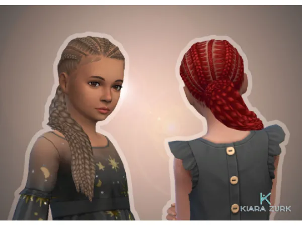 Maxis Match Kira Braids for Girls - The Sims 4 Custom Content