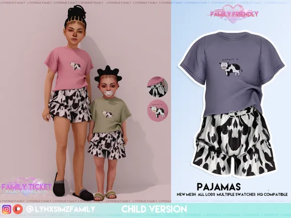 Alpha LYNXsimzfamily pjs for child - The Sims 4 Custom Content