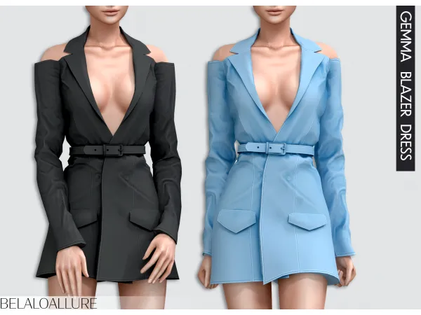 Alpha GENNA BLAZER DRESS by simsfinds - The Sims 4 Custom Content