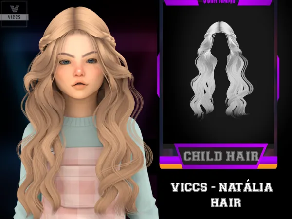 Alpha VICCS_NATALIA HAIR FOR KIDS - The Sims 4 Custom Content