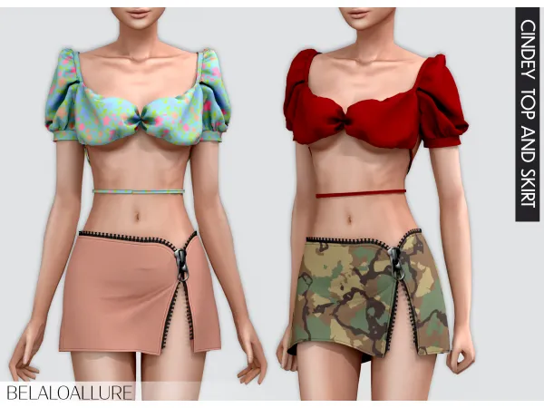 Alpha CINDEY TOP AND SKIRT by simsfinds - The Sims 4 Custom Content
